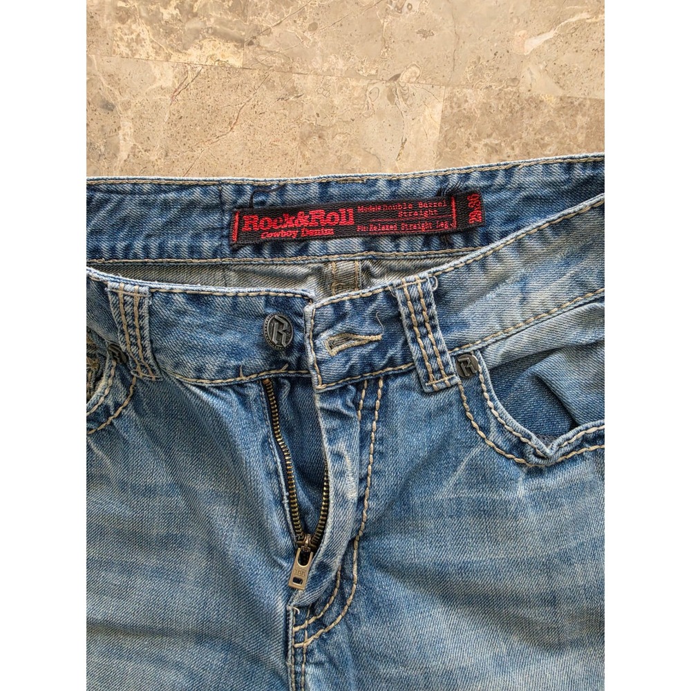 Rock & Roll Cowboy Double Barrel Relaxed Straight Jeans Mens 29x34 Blue Denim - Picture 2 of 16